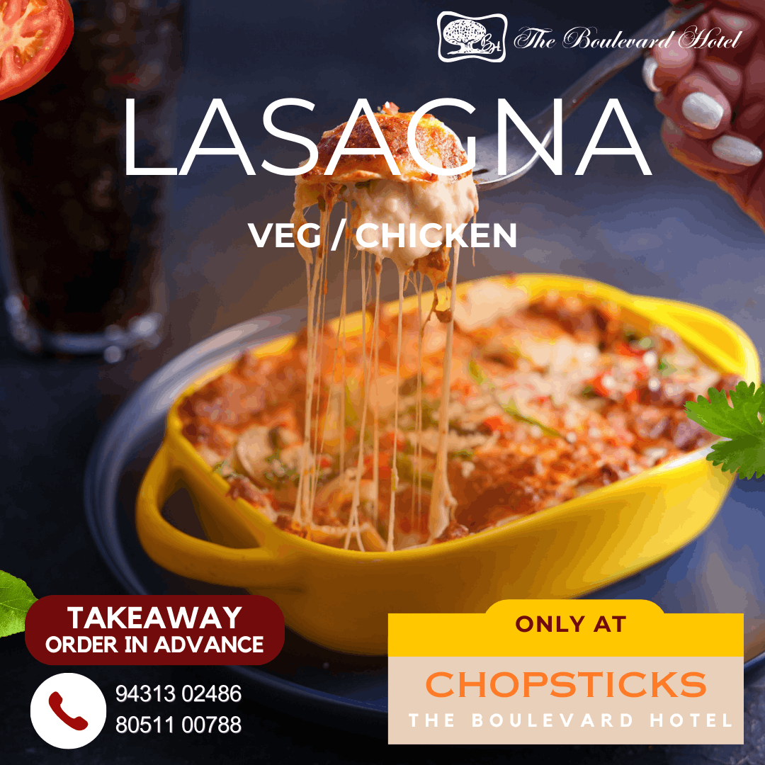 Lasagna from Chopsticks, The Boulevard Hotel